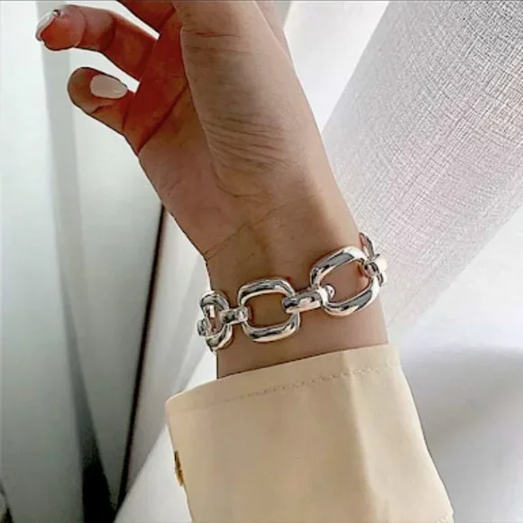 STERLING SILVER CHAIN LINK BRACELET - Picture 9 of 11